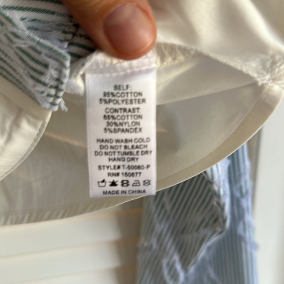 Strut & Bolt Pinstriped Cropped Button Down, Size M, EUC - Picture 7 of 8